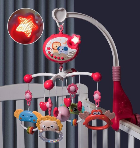 Музичний проектор карусель-мобіль-нічник з пультом та підвісними елементами Червоний (698-84-85) Чернігів - фото 3