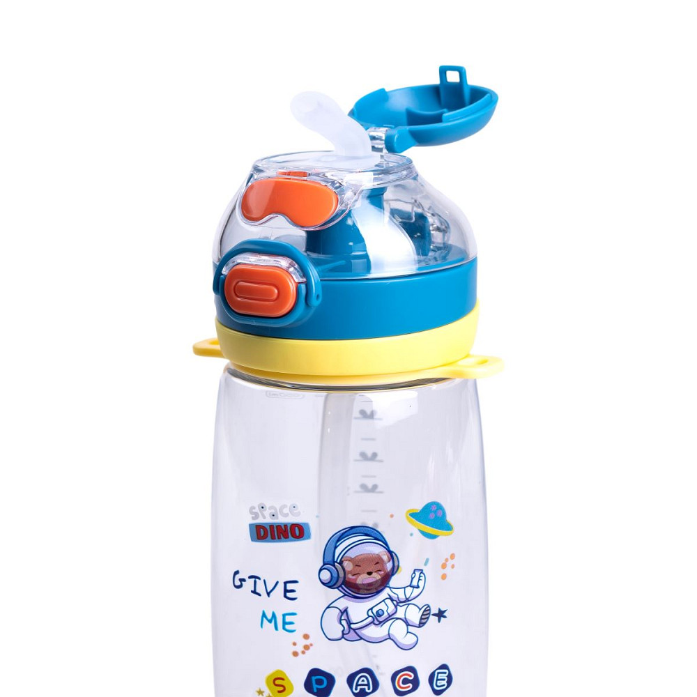 Пляшка для води дитяча 550 мл з ремінцем і трубочкою для спорту та школи 20 см Синя HP-14-45BL Коломия - фото 2