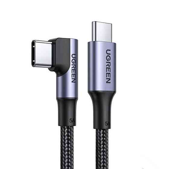 Кабель UGREEN US334 USB-C 2.0 to Angled USB-C M/M Cable Aluminium Shell with Braided 1m (Black)(UGR-70643) Николаев
