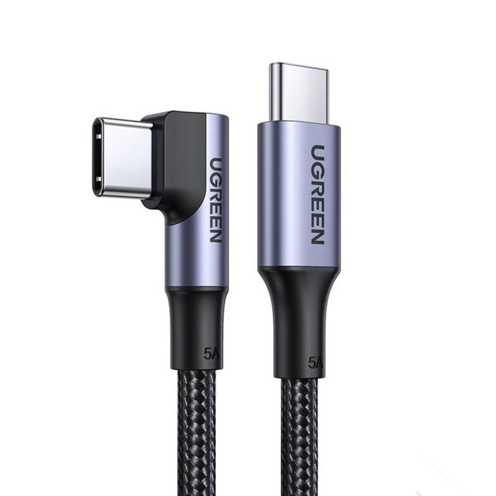 Кабель UGREEN US334 USB-C 2.0 to Angled USB-C M/M Cable Aluminium Shell with Braided 1m (Black)(UGR-70643) Николаев - изображение 1