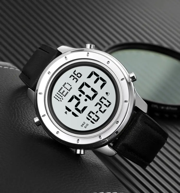 Мужские наручные электронные часы Skmei 1864 (Серебристые с белым циферблатом) Винница - изображение 8