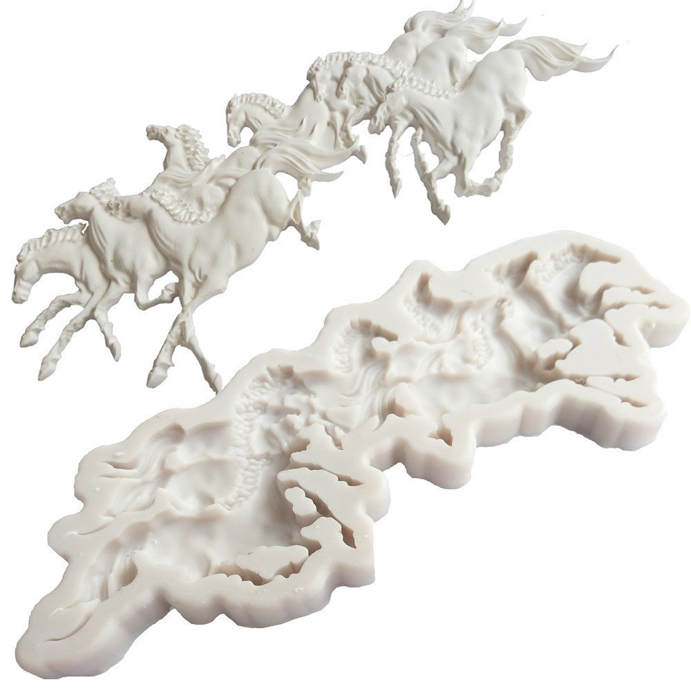 Молд силиконовый Лошади 170 на 65 мм серый Киев - изображение 1