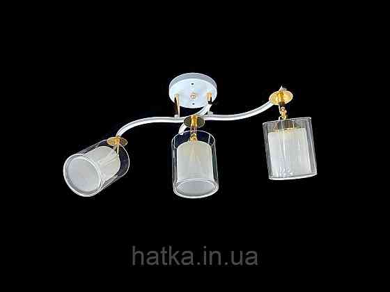 Люстра потолочная классическая на 3 плафона металл и стекло VALESO 2435C/3 Белый+Золото Киев
