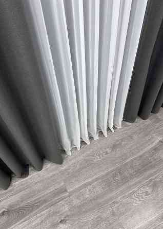 Шторная ткань лен блэкаут 100%, цвет графитовый 1594ш Киев