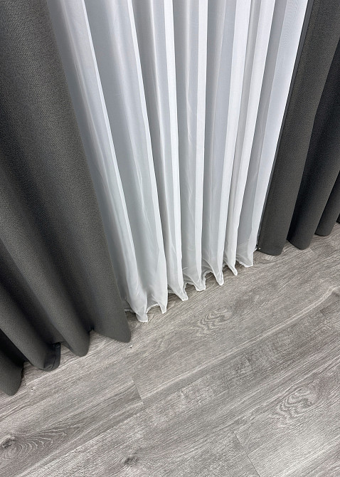 Шторная ткань лен блэкаут 100%, цвет графитовый 1594ш Киев - изображение 5