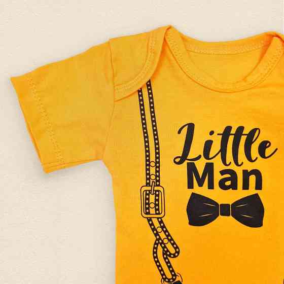 Боди для мальчика с принтом Little Man рост 80 см (9 - 12 месяцев) Malena Оранжевый Кривой Рог