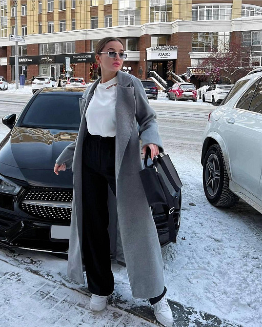 Стильное женское утепленное пальто длина макси кашемир Серый Одесса - изображение 3