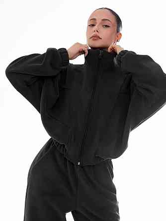 Жіночий стильний теплий костюм, двійка віб'яний фліс-полір Чорний, 48/52 Одеса