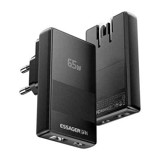 Мережевий зарядний пристрій ESSAGER Ultra Thin Gan 65W 1C1A BLACK ECT65W-QCB01-Z Одеса
