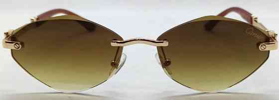 Брендовые женские очки линзы коричнево зеленые в золотом металле ромбы. Киев