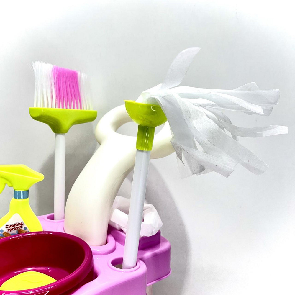 Набір для прибирання Limo Toy із візком відро совок швабра Рожевий (667-33-35) Чернигов - изображение 8