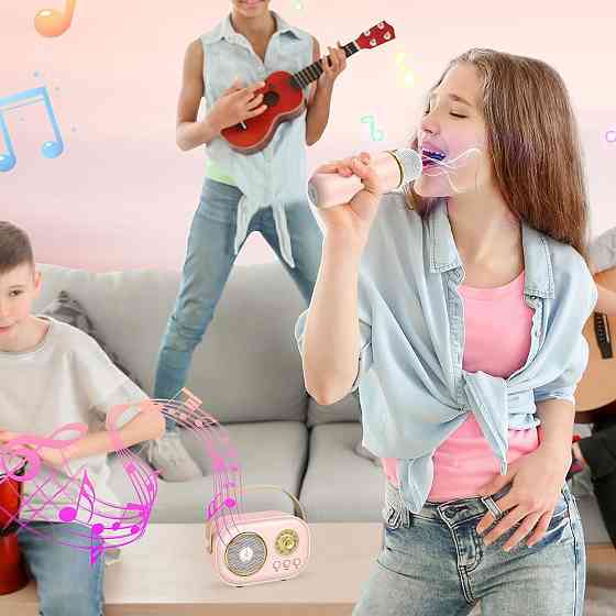 Портативна колонка-караоке + мікрофон,Рожева SBR Київ