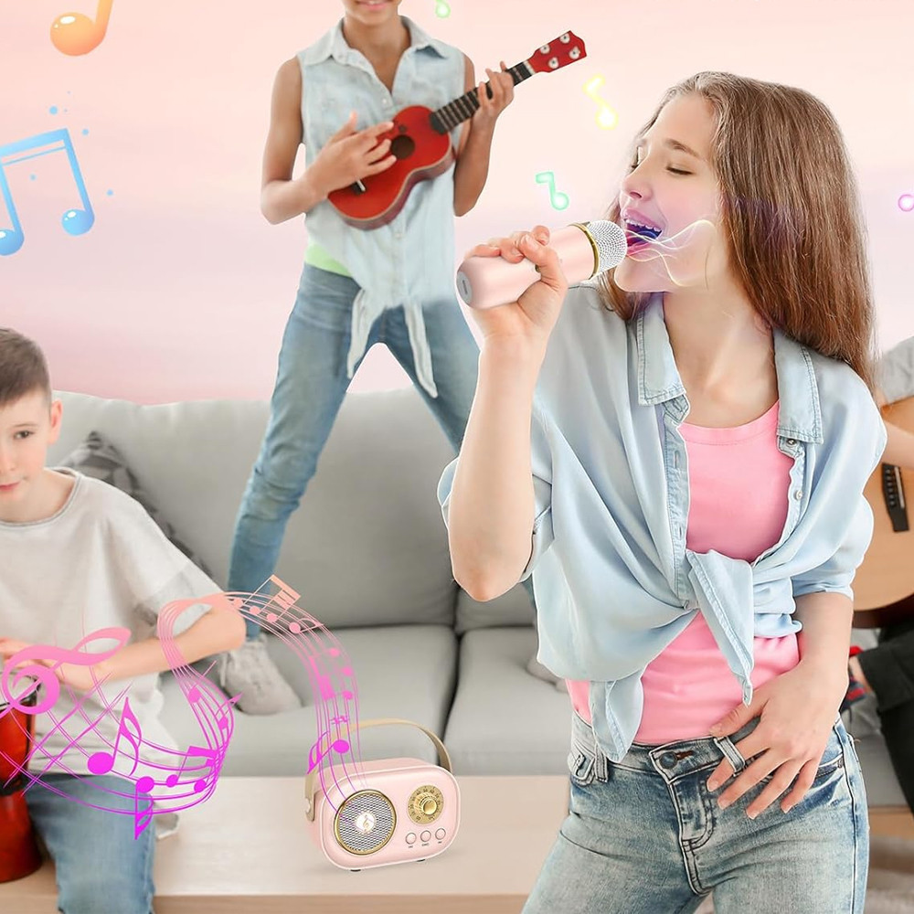 Портативная колонка-караоке + микрофон,Розовая SBR Киев - изображение 2