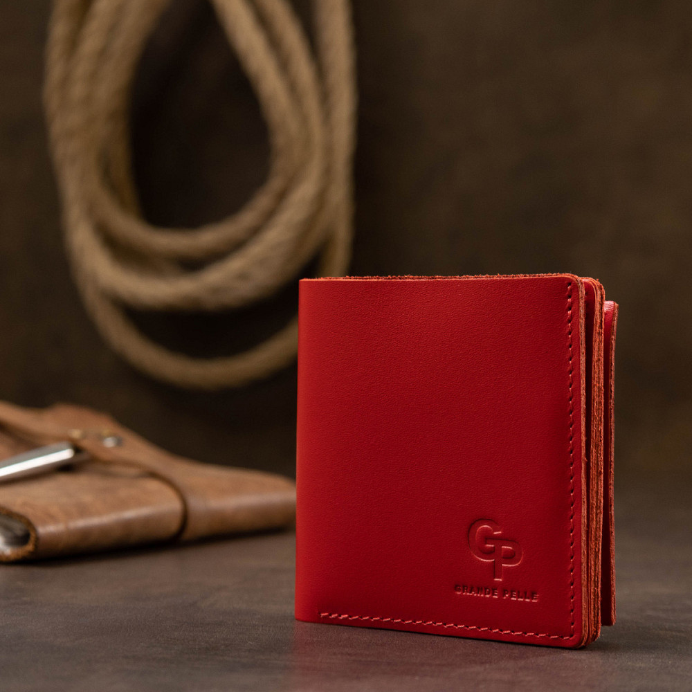 Небольшое женское портмоне GRANDE PELLE 11565 Красный Киев - изображение 9