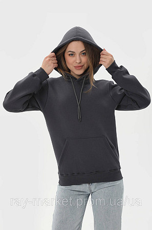Худи женское базовое утепленное RAY BASIC темно-серое (U0401W-Dark Grey) Киев - изображение 2