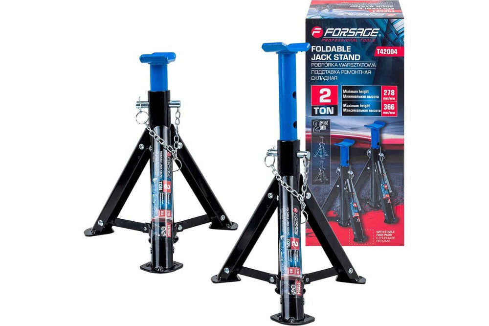 Подставка ремонтная складная 2 т, h min 278мм, h max 366 мм, комплект 2 шт. Forsage F-T42004 Одесса - изображение 1