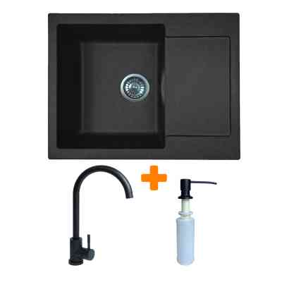 Мойка кухонная Adamant Minimal чорний + змішувач + дозатор (1824296902303) Винница