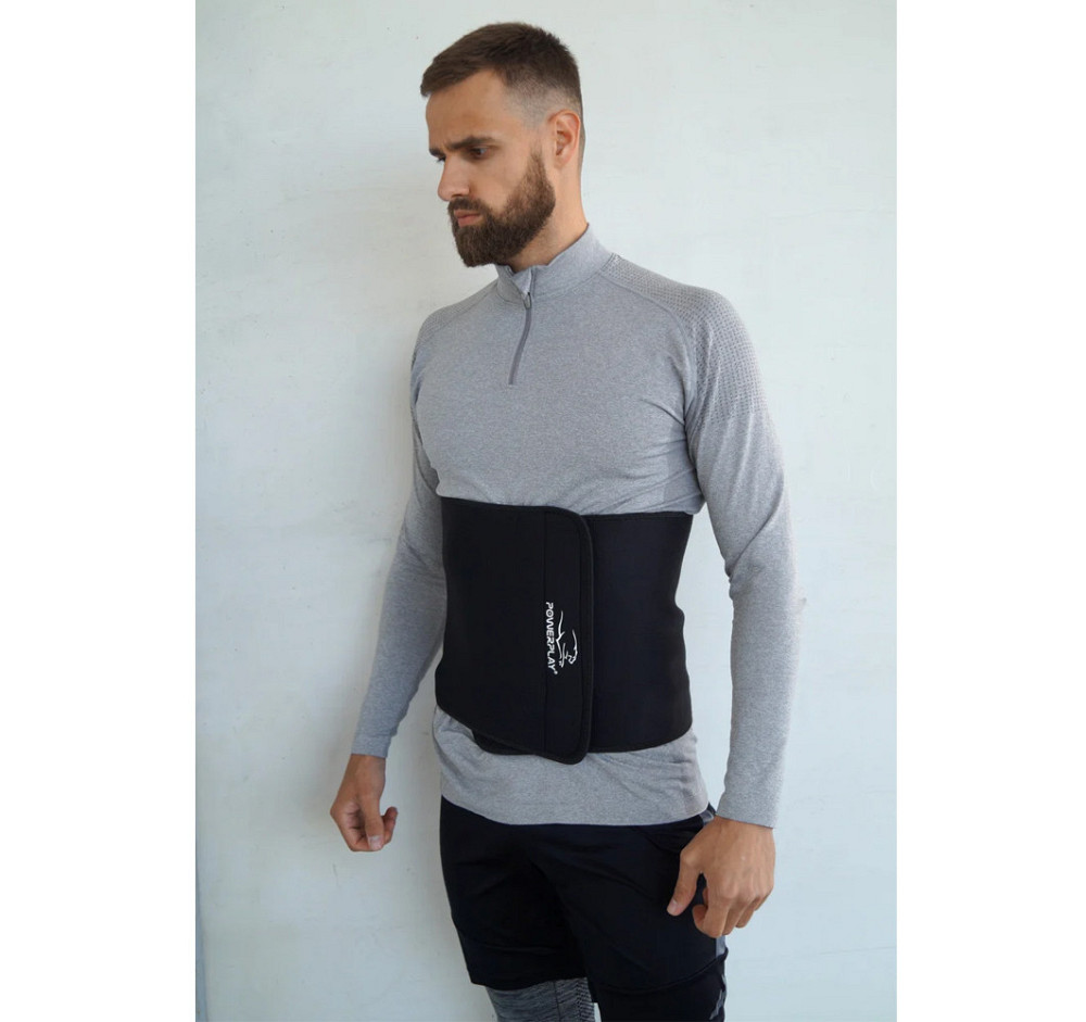 Пояс для схуднення PowerPlay 4301 (125*30 см) +  кишеня для смартфона Чорний Луцк - изображение 10