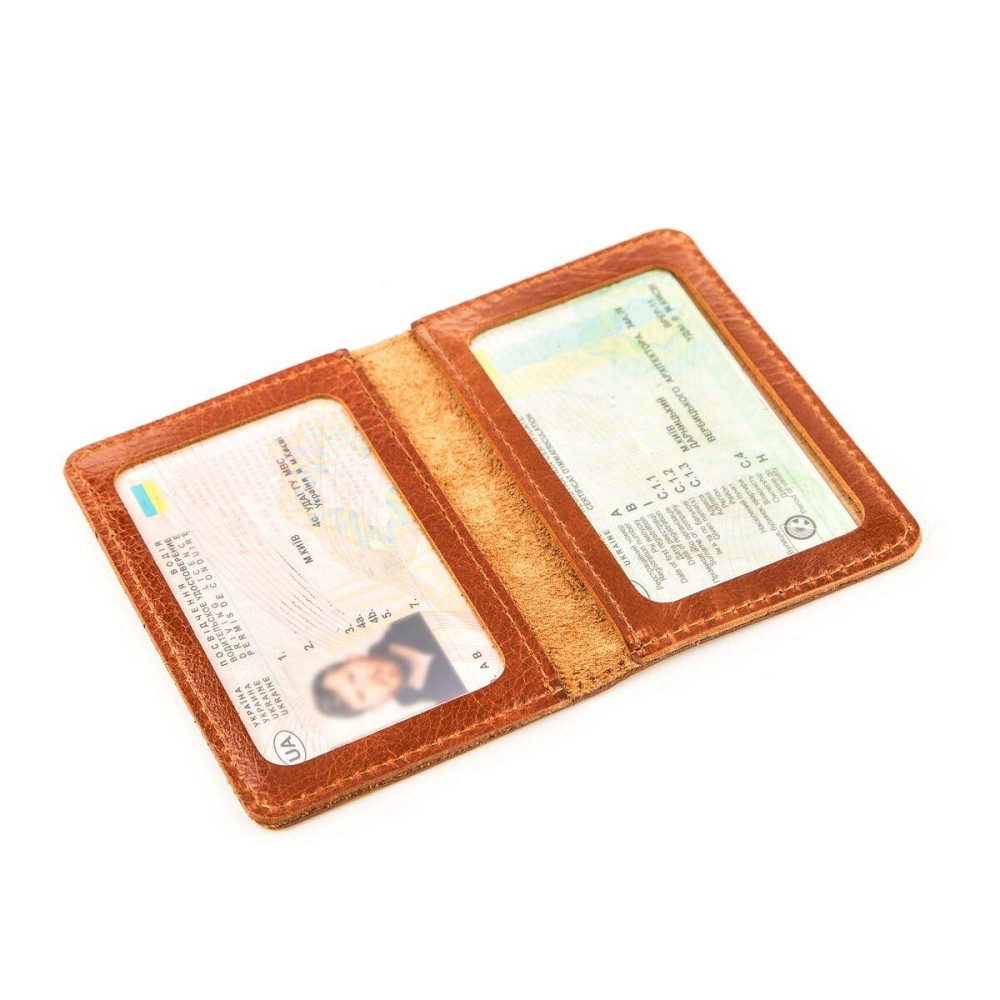 Обложка для удостоверения Shvigel 13928 кожаная Рыжая Киев - изображение 3