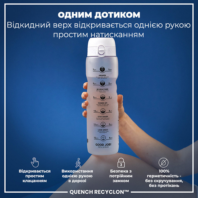 Пляшка для води ION8 1000 мл. (ЕКО пляшка) BPA Free, Times To Drink, BPA Free, Ice Каменское - изображение 2