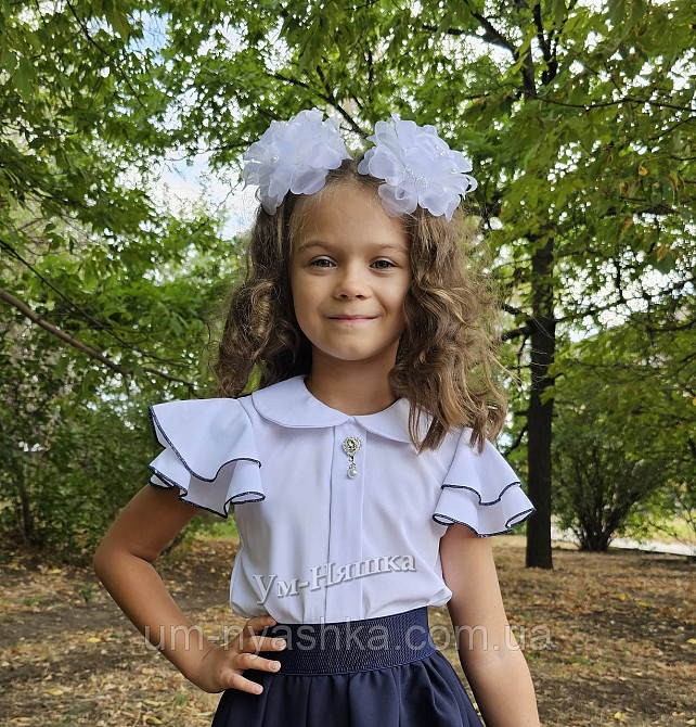 Красивая школьная блузка с коротким рукавом 122-146 Кривой Рог - изображение 1