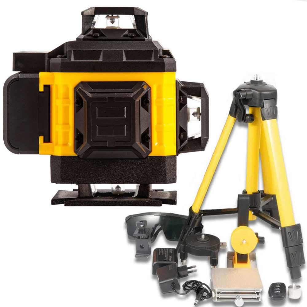 Акумуляторний лазерний рівень зі штативом на 16 ліній у кейсі,Жовтий SBR Київ - фото 1