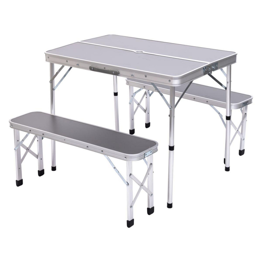 Комплект туристичний стіл + 2 лавки складні меблі Сірий Lugi JY-9060G Київ - фото 1