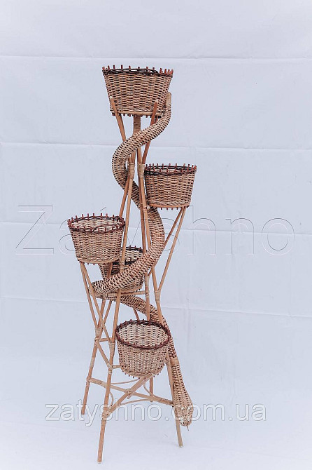 Підставка із лози квіткова | підставка з лози вулична під квіти квіткова підставка плетена Київ - фото 2