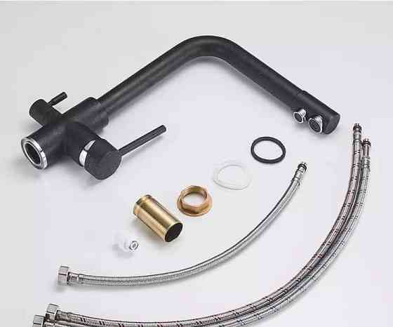 Змішувач для кухні WanFan, для гарячої і холодної води, 2 види подачі води матовий Чорний Кам'янець-Подільський