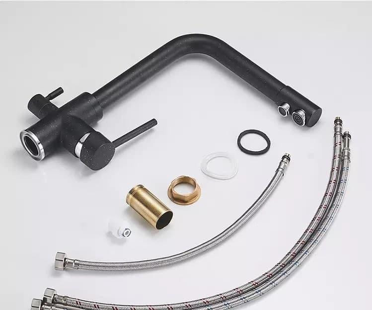 Змішувач для кухні WanFan, для гарячої і холодної води, 2 види подачі води матовий Чорний Кам'янець-Подільський - фото 2