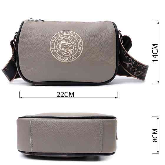 Красива жіноча сумка з вишивкою на лицьовій стороні з натуральної шкіри Vintage 22626 Сіра Київ