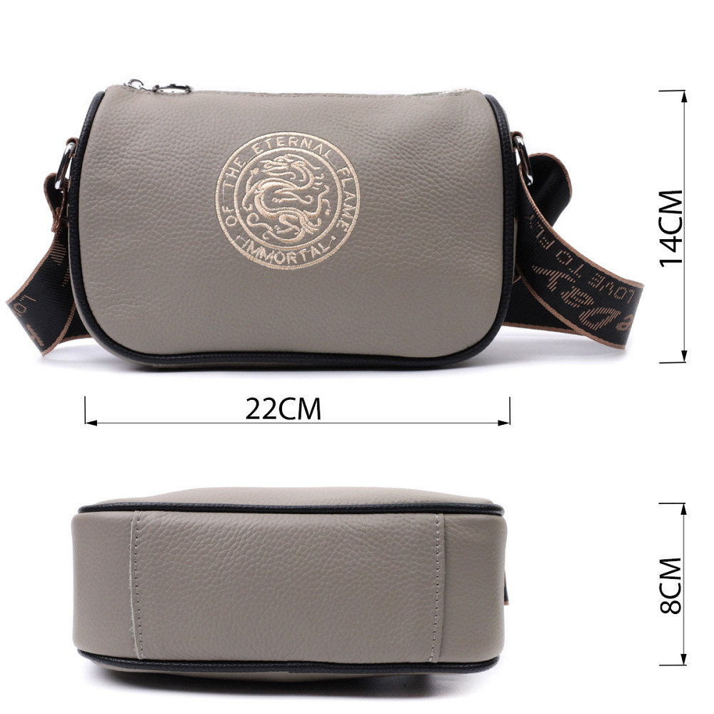 Красива жіноча сумка з вишивкою на лицьовій стороні з натуральної шкіри Vintage 22626 Сіра Київ - фото 3