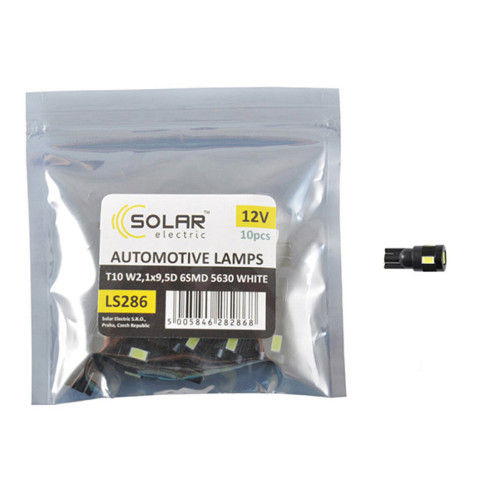 LED автолампа Solar 12V T10 W2.1x9.5d 6SMD 5630 white 10шт Київ - фото 1
