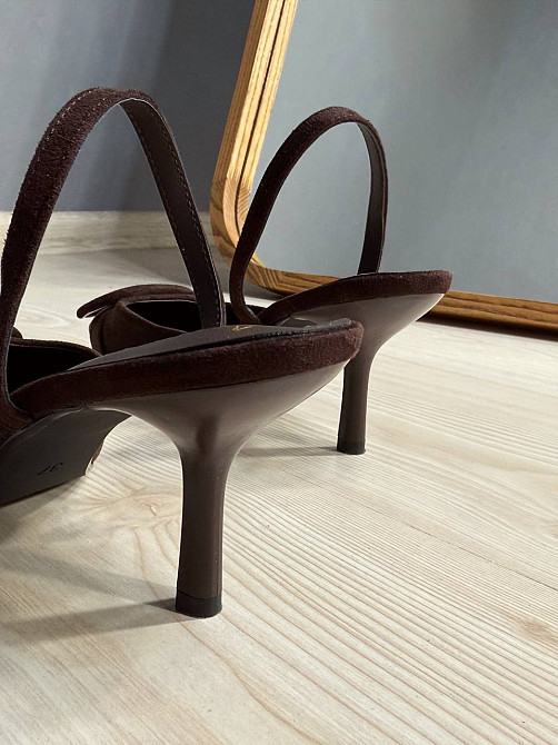 Туфлі жіночі Meideli 566-23 slingback човники з пряжкою екозамша коричневі, 38, 24 см Київ - фото 6