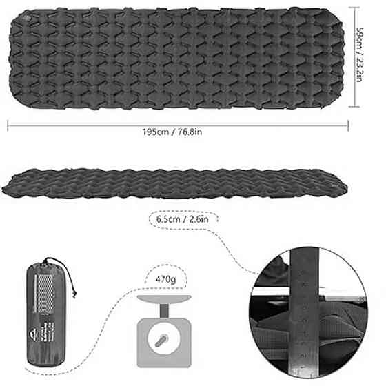 Килимок надувний Naturehike FC-10 NH19Z001-P, 65 мм, графіт Київ