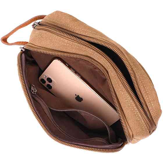 Барсетка для чоловіків на два відділення з якісного текстилю Коричневий (Vintage) Київ