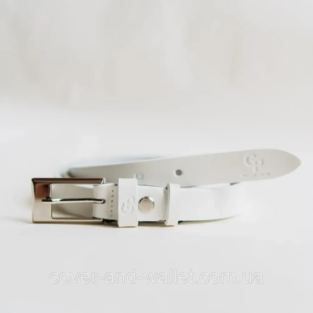 Білий тонкий жіночий пояс з натуральної італійської шкіри Grande Pelle 20 мм Grande Pelle Київ - фото 8