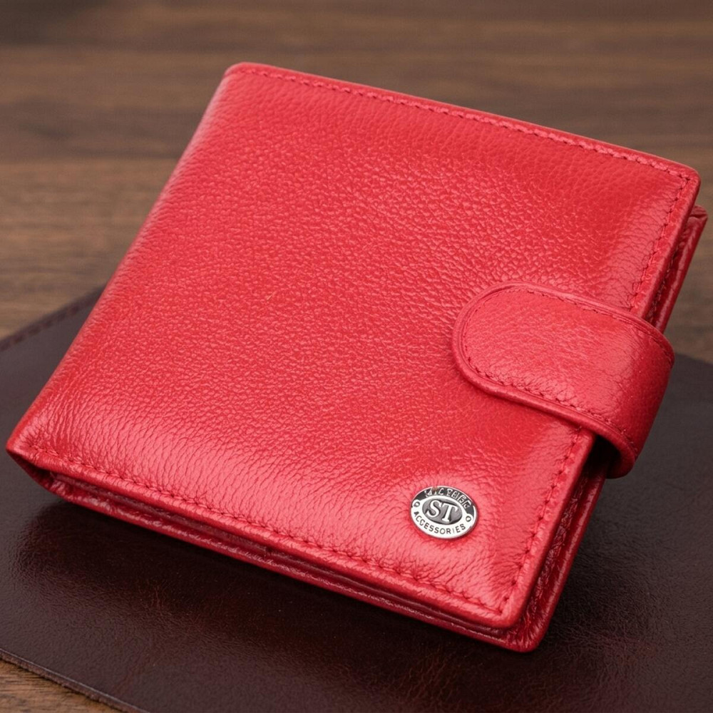Женский трендовый бумажник из натуральной кожи ST Leather 22555 Красный Киев - изображение 11