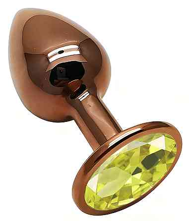 Анальна пробка з кристалом EGZO - Dark Gold Round Plug Lime, size S Sex Aura Київ