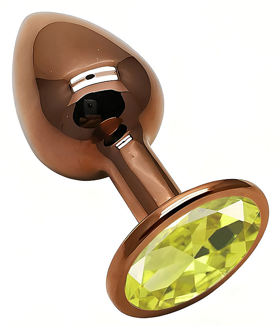 Анальна пробка з кристалом EGZO - Dark Gold Round Plug Lime, size S Sex Aura Київ - фото 2