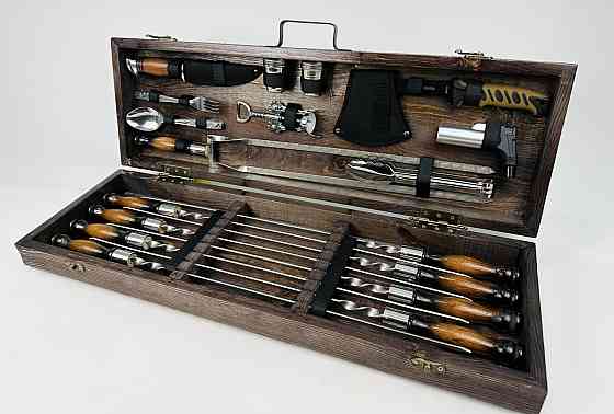 Подарочный набор шампуров в деревянном кейсе ГРИЛЬ HAPPY DAYS Тернополь