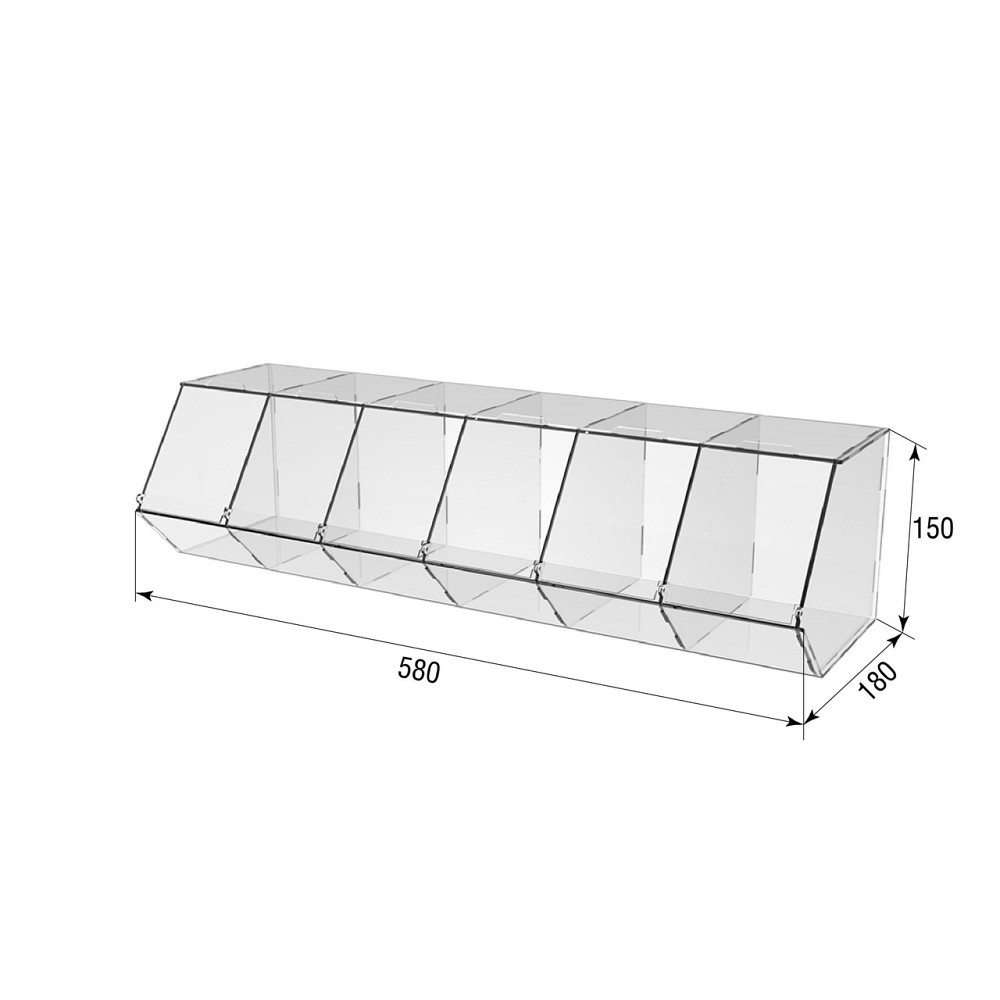 Диспенсер EKOSTAR 580х180х150мм для мармеладів, снеків, горіхів 6 комірок Київ - фото 5