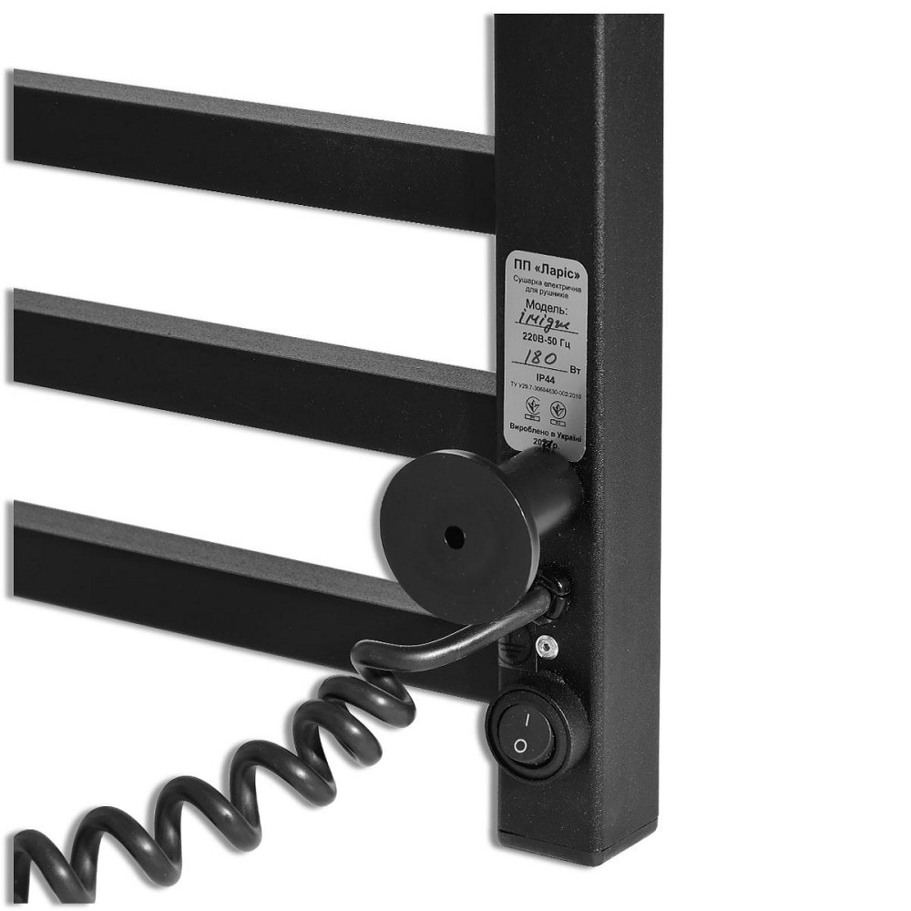 Електрична рушникосушка Laris Зебра Імідж ЧФЧ12 350Х900 Е чорна, ліве підключення Київ - фото 6