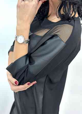 Плаття з екошкіри з сітчастим декором "Courtney" оптом | Норма 42-44 Київ