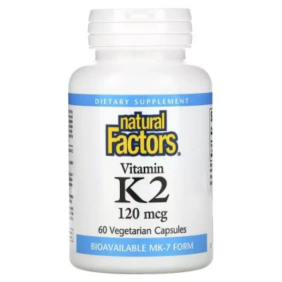Витамин Natural Factors Витамин К2, 120 мкг, Vitamin K2, 60 вегетарианских капсул (NFS-01294) Винница - изображение 1