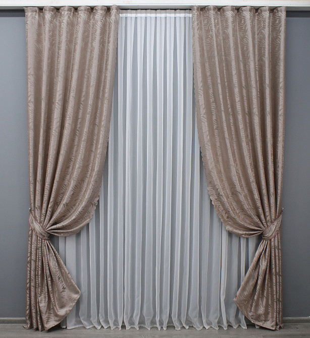 Комплект готових штор VR-Textil Жакард Magic № 1606ш Пудровий 145х270 см 2 шт (33-0469) Киев - изображение 2