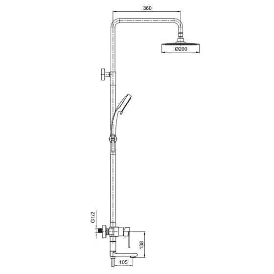 Душова колонна з нержавіючої сталі Koer KI-56015-02 зі змішувачем, колір нержавіючий (KR4784) Харків