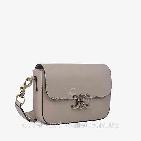 Женская сумка кросс-боди в стиле селин из гладкой кожи черного цвета Virginia Conti Киев