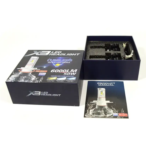 Автомобільні LED-лампи X3-H7 HeadLight 50Вт з активним охолодженням (2 шт.) Київ