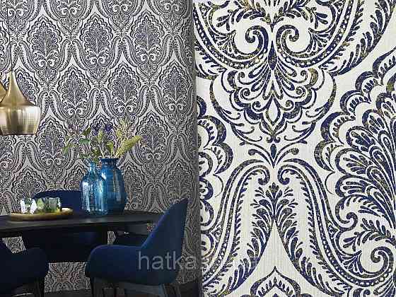 Шпалери текстильні еко 0.53х10.05 Rasch Textil Valentina класика вензелі дамаски білі на молочному Київ